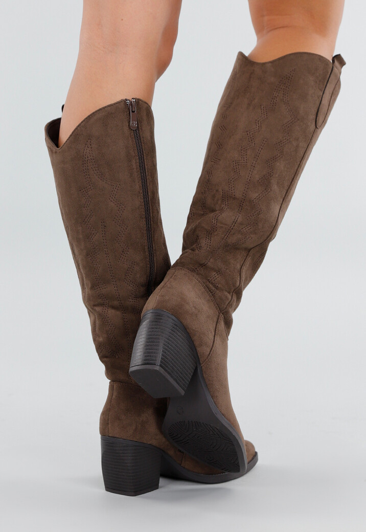 Bruine Suède Cowboyboots met Hak