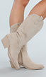 Beige Suede Cowboylaarzen