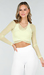 Butter Yellow Mesh Wrap Top met Stretch