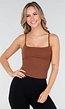 Bruine Spaghetti Strap Crop Top met Pads