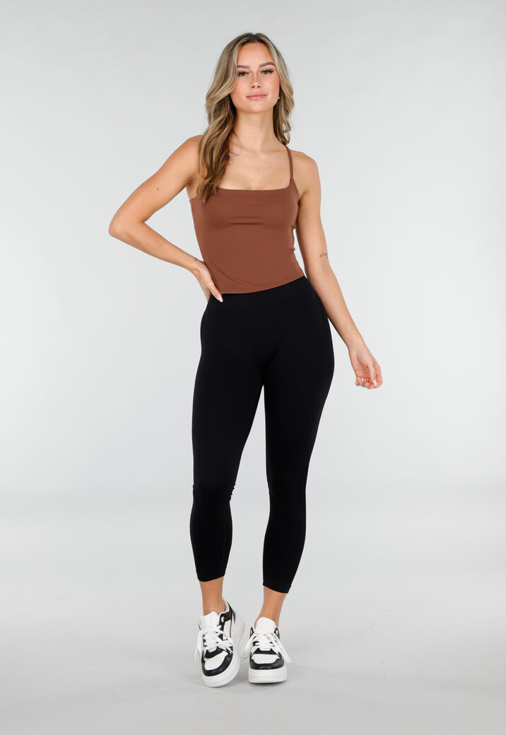 Bruine Spaghetti Strap Crop Top met Pads