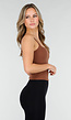 Bruine Spaghetti Strap Crop Top met Pads