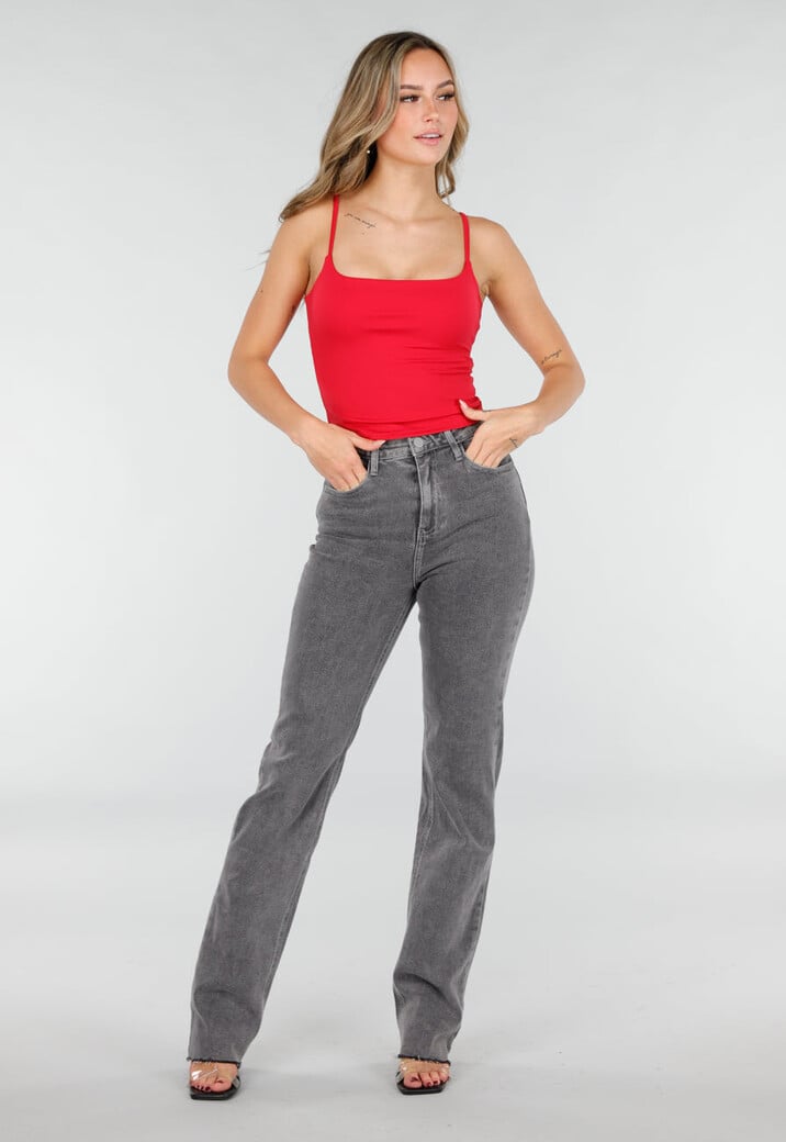 Rode Spaghetti Sporttop met Stretch