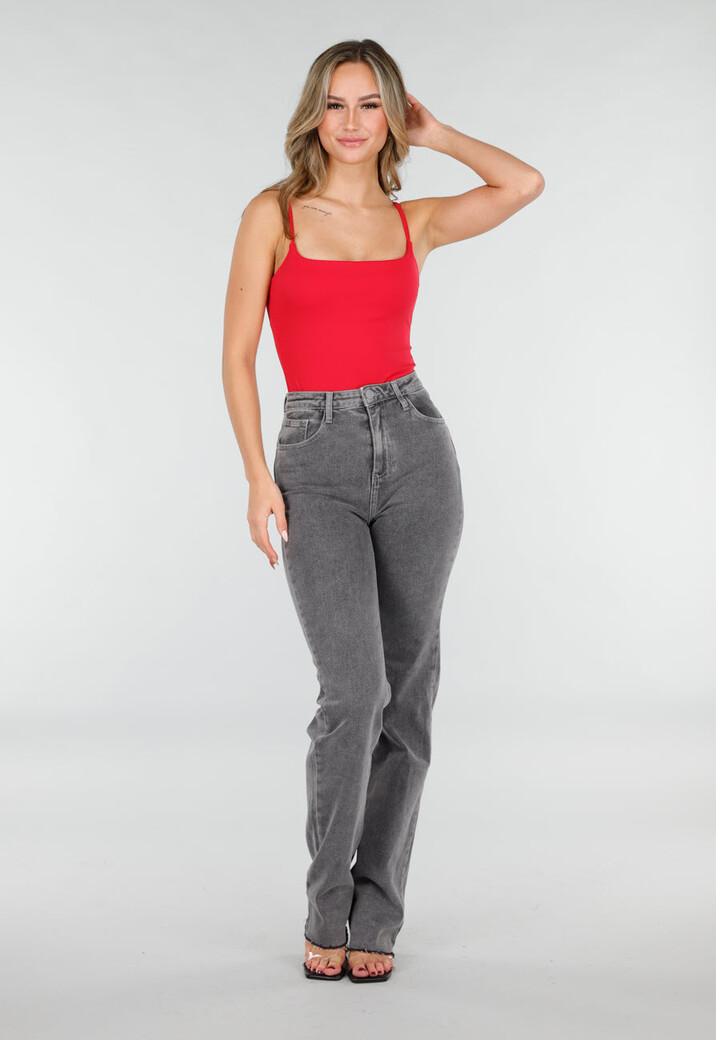 Rode Spaghetti Sporttop met Stretch