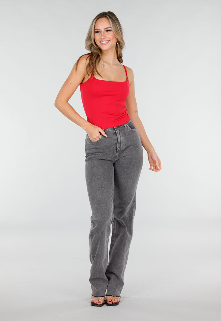 Rode Spaghetti Sporttop met Stretch