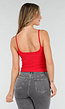 Rode Spaghetti Sporttop met Stretch