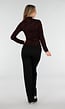 Bordeaux Stretch Top met Lange Mouwen en Col