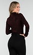 Bordeaux Stretch Top met Lange Mouwen en Col