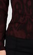 Bordeaux Stretch Top met Lange Mouwen en Col