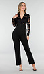 Nette Zwarte Jumpsuit met Kant en Tailleriem
