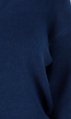 Donkerblauwe Gebreide Trui met Open Rug en Satijnen Strikdetail