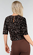 Bruine Pailletten Top met Korte Mouwen en Stretch