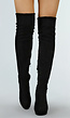 Suède-Look Overknee Laarzen met Hak Zwart