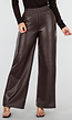 Bruine Lederlook Broek met Wijde Pijpen