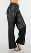 Zwarte Lederlook Broek met Elastische Taille