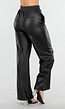Zwarte Lederlook Broek met Elastische Taille