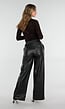 Zwarte Lederlook Broek met Elastische Taille