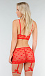 Rode Lingerieset met Mesh en Hartdetails