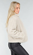 Beige Teddy Jas met Zachte Fleece Textuur en Opstaande Kraag