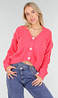 Roze Gebreid Vest met V-Hals en Knoopsluiting