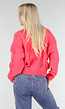 Roze Gebreid Vest met V-Hals en Knoopsluiting