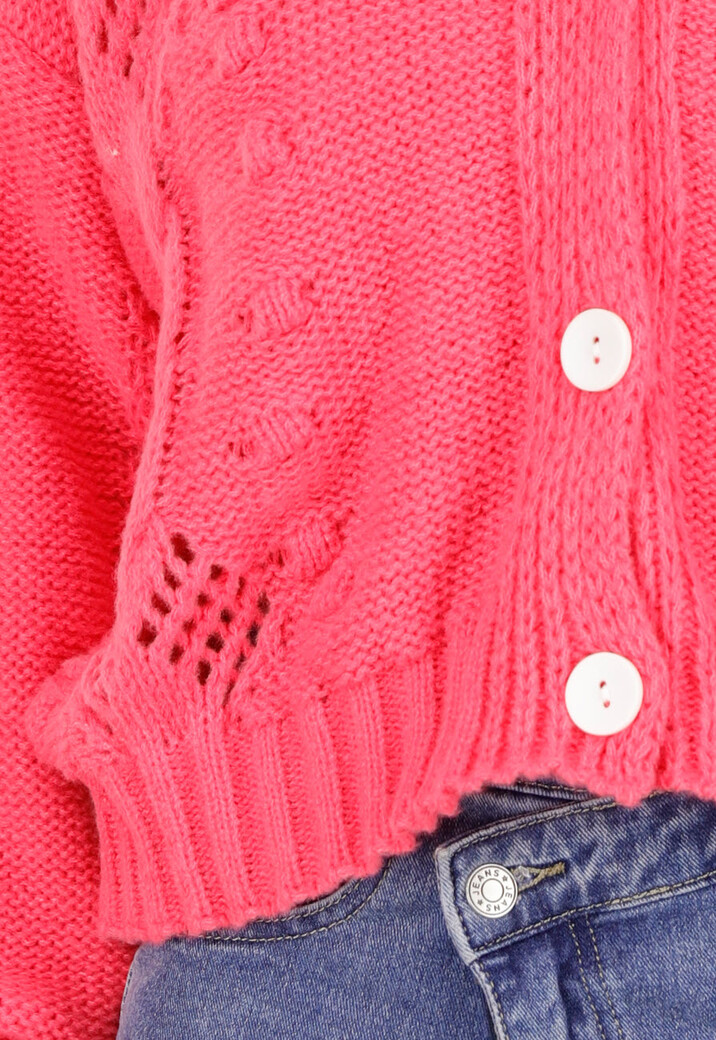 Roze Gebreid Vest met V-Hals en Knoopsluiting