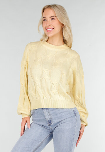 Butter Yellow Gebreide Trui met Kabelpatroon