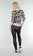 Gebreide Trui met Panterprint en Kantdetails aan Hals en Mouwen