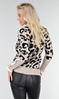 Gebreide Trui met Panterprint en Kantdetails aan Hals en Mouwen