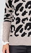 Gebreide Trui met Panterprint en Kantdetails aan Hals en Mouwen