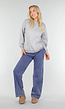 Grijze Oversized Sweater met Ronde Hals en Lange Mouwen