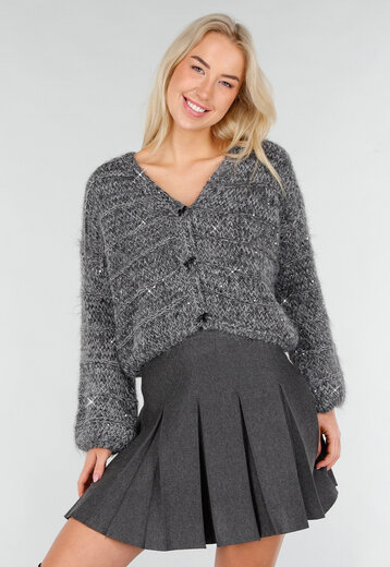 Donkergrijs Gebreid Vest met Strikknopen