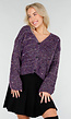 Paars Gebreid Vest met Strikknopen en Lurexdraad