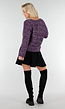 Paars Gebreid Vest met Strikknopen en Lurexdraad