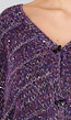 Paars Gebreid Vest met Strikknopen en Lurexdraad