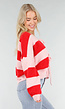 Roze Rood Gestreept Vest met Striksluiting en Losvallende Pasvorm