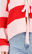 Roze Rood Gestreept Vest met Striksluiting en Losvallende Pasvorm