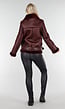 Bordeaux Rode Imitatie Leren Biker Jas met Faux Fur