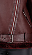 Bordeaux Rode Imitatie Leren Biker Jas met Faux Fur