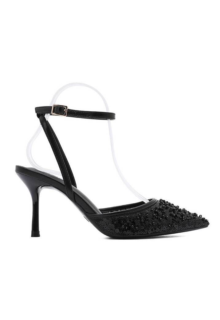 Zwarte Hakken met Pailletten en Kralen