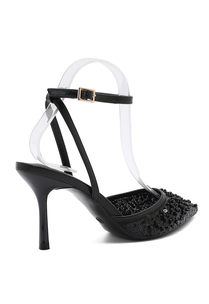 Zwarte Hakken met Pailletten en Kralen