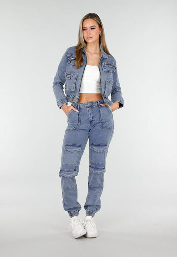 Denim Cargo set blauw