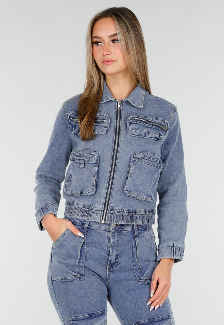 Denim Cargo Set Blauw