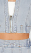 Blauwe Denim Set met Cropped Gilet en Broek