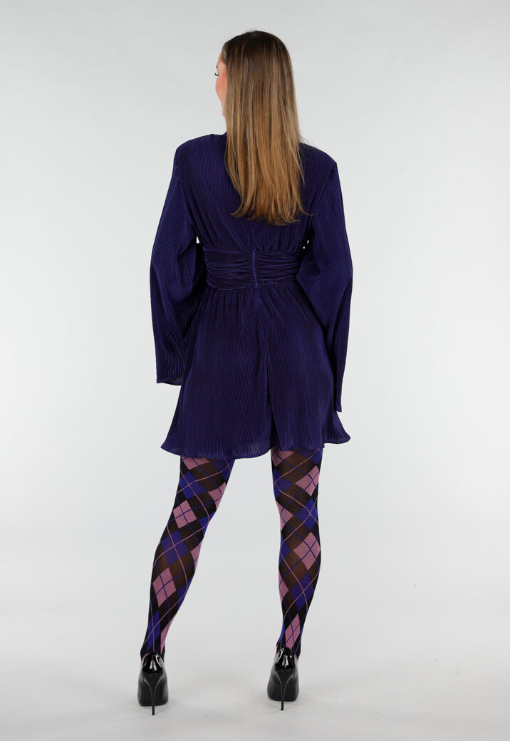 Blauw Roze Panty met Argyle Print