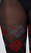 Rood Grijze Panty met Argyle Print