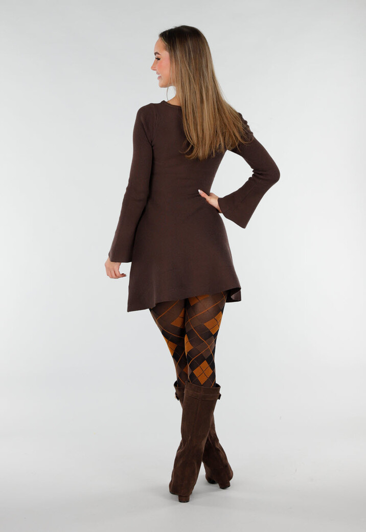 Oranje Bruine Panty met Argyle Print