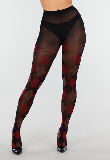 Rode Panty met Argyle Print