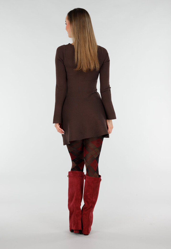 Rood Bruine 50 Den Panty met Argyle Print