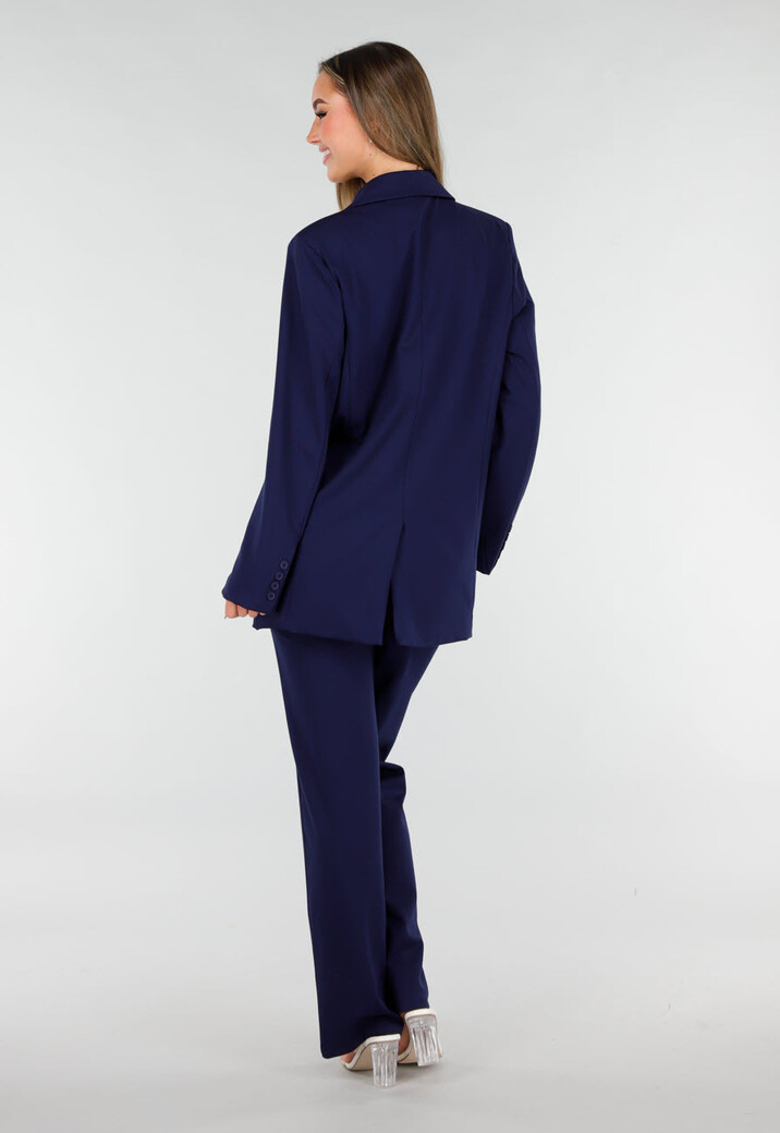 Donkerblauwe Oversized Basic Stretch Blazer
